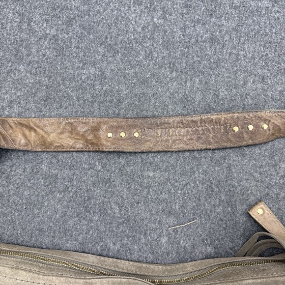 GAP 100% Cow Suede Fringe Hobo Shoulder Bag Boho Western Taupe - Picture 7 of 13